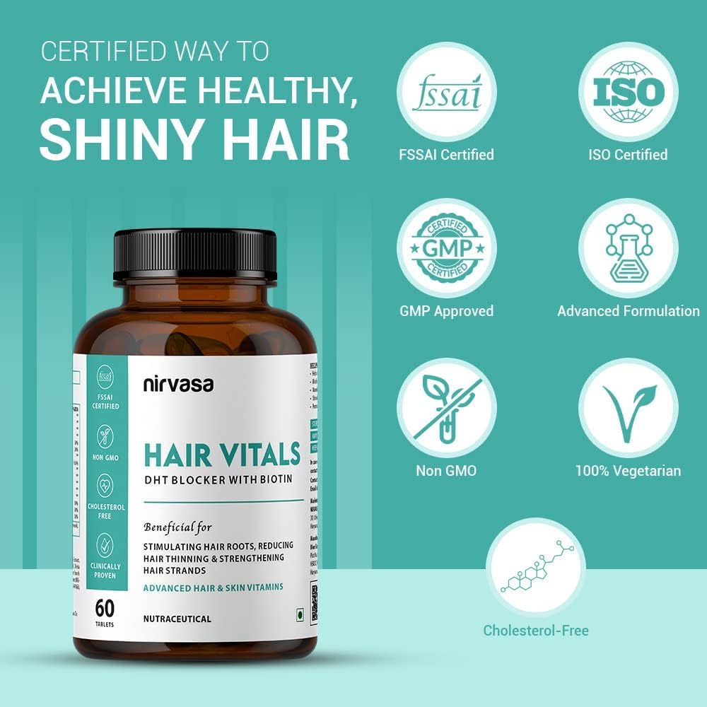 DHT Blocker Hair Supplement with Biotin & Beta-Sitosterol for Men & Women - 60 Tablets
