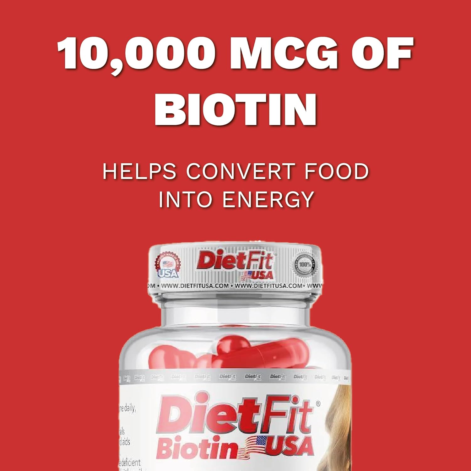 Dietfit USA Biotin Capsules - Radiant Hair, Skin, & Nails Formula | Energizing Nutrient Blend | Advanced Beauty Support | Fitness Supplements