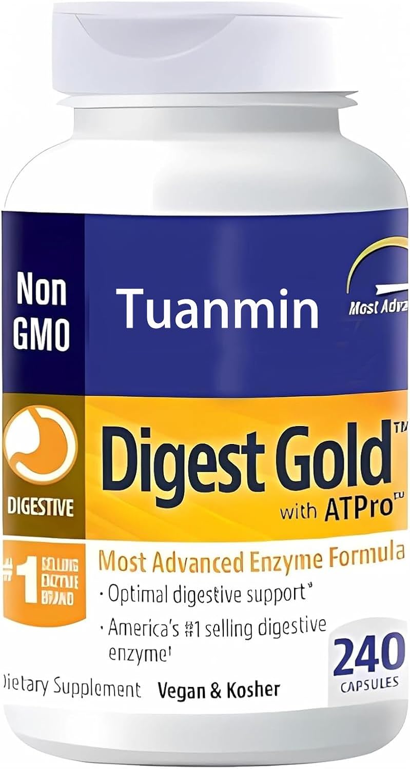 Digest Gold + ATPro Enzyme Supplement - Maximum Strength Formula for Digestive Health - Supports Digestion, Reduces Bloating & Gas - 240 Capsules