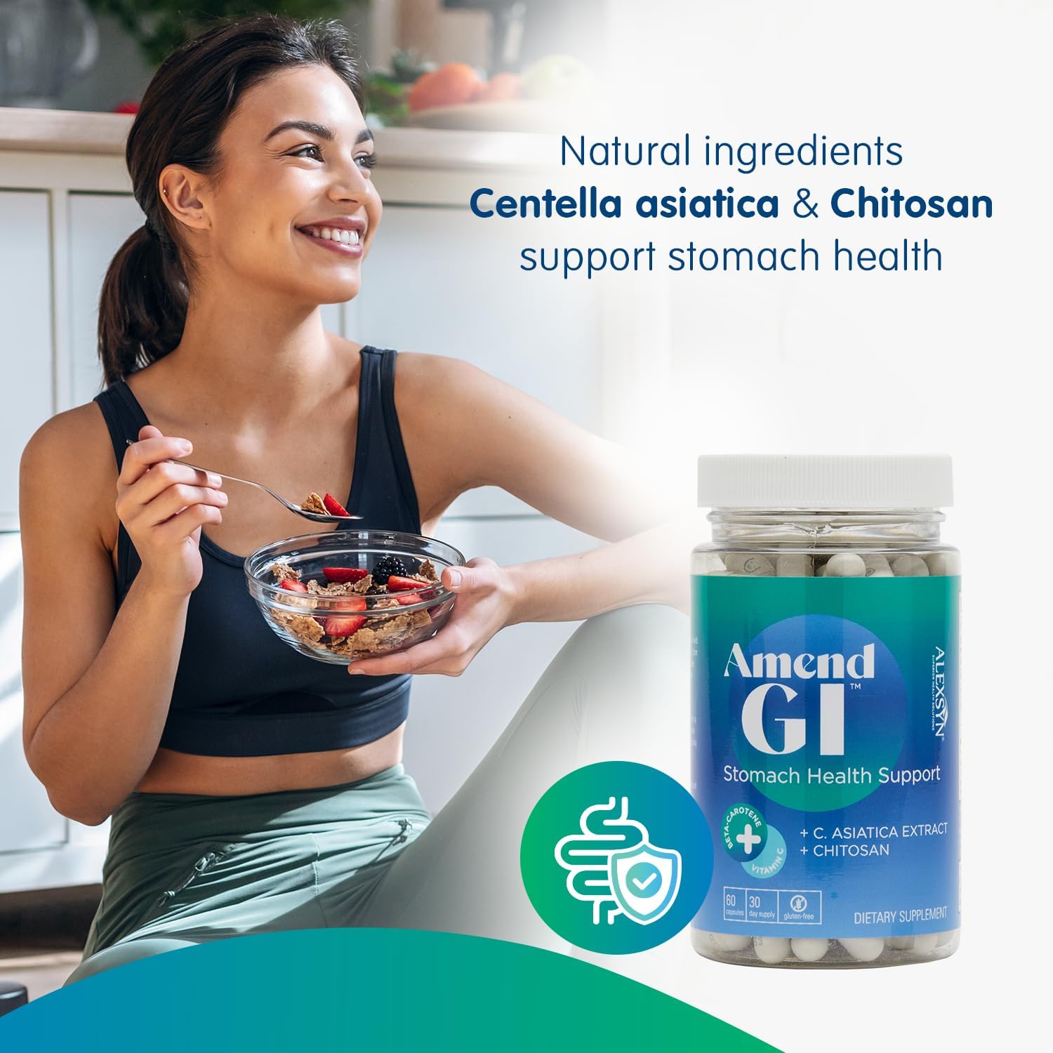 Digestive and Sleep Support Bundle - Alexsyn Amend GI + Livello Sleep with C. Asiatica, Chitosan, 5-HTP, Melatonin - 60 Gummies + 60 Capsules