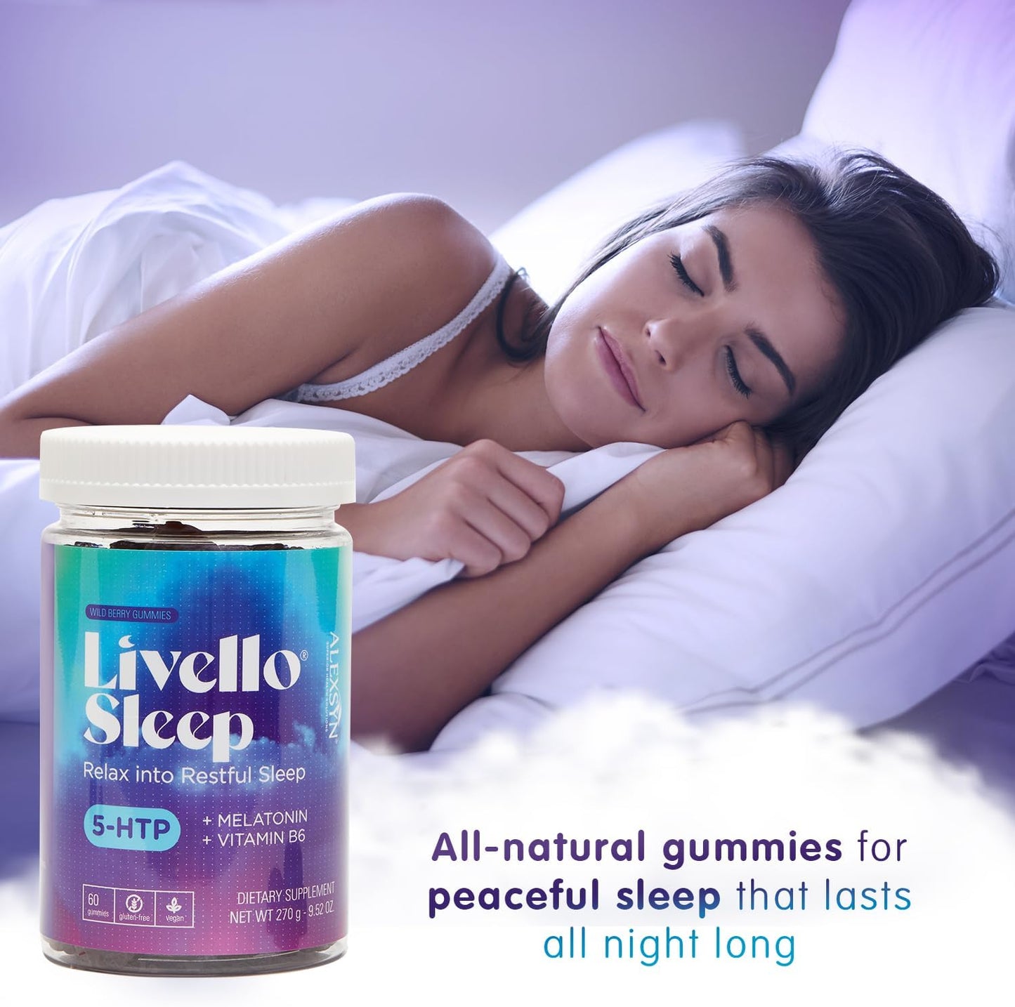Digestive and Sleep Support Bundle - Alexsyn Amend GI + Livello Sleep with C. Asiatica, Chitosan, 5-HTP, Melatonin - 60 Gummies + 60 Capsules