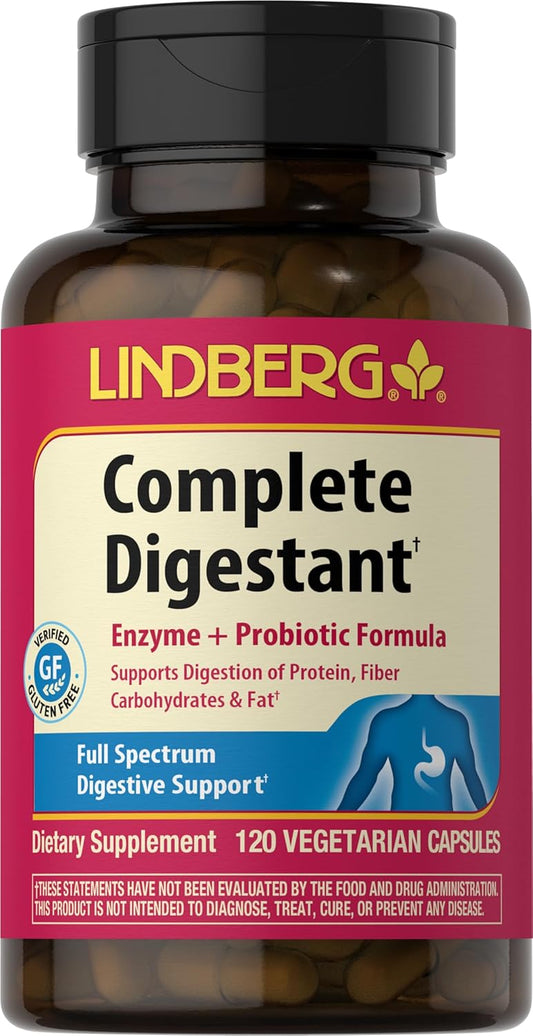 Digestive Enzyme Supplement with Pancreatin and Betain Hydrochloride - 120 Capsules