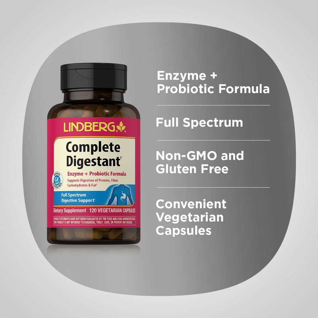 Digestive Enzyme Supplement with Pancreatin and Betain Hydrochloride - 120 Capsules