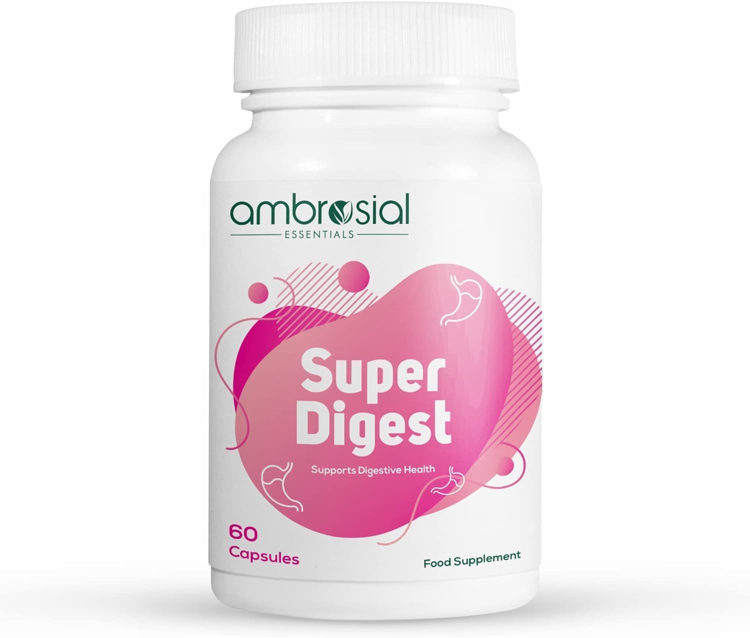 Digestive Enzyme Supplements with Betaine HCL, Pepsin, Ox-Bile, Pancreatin & L-Glutamic Acid - 60 Capsules for Gut Health