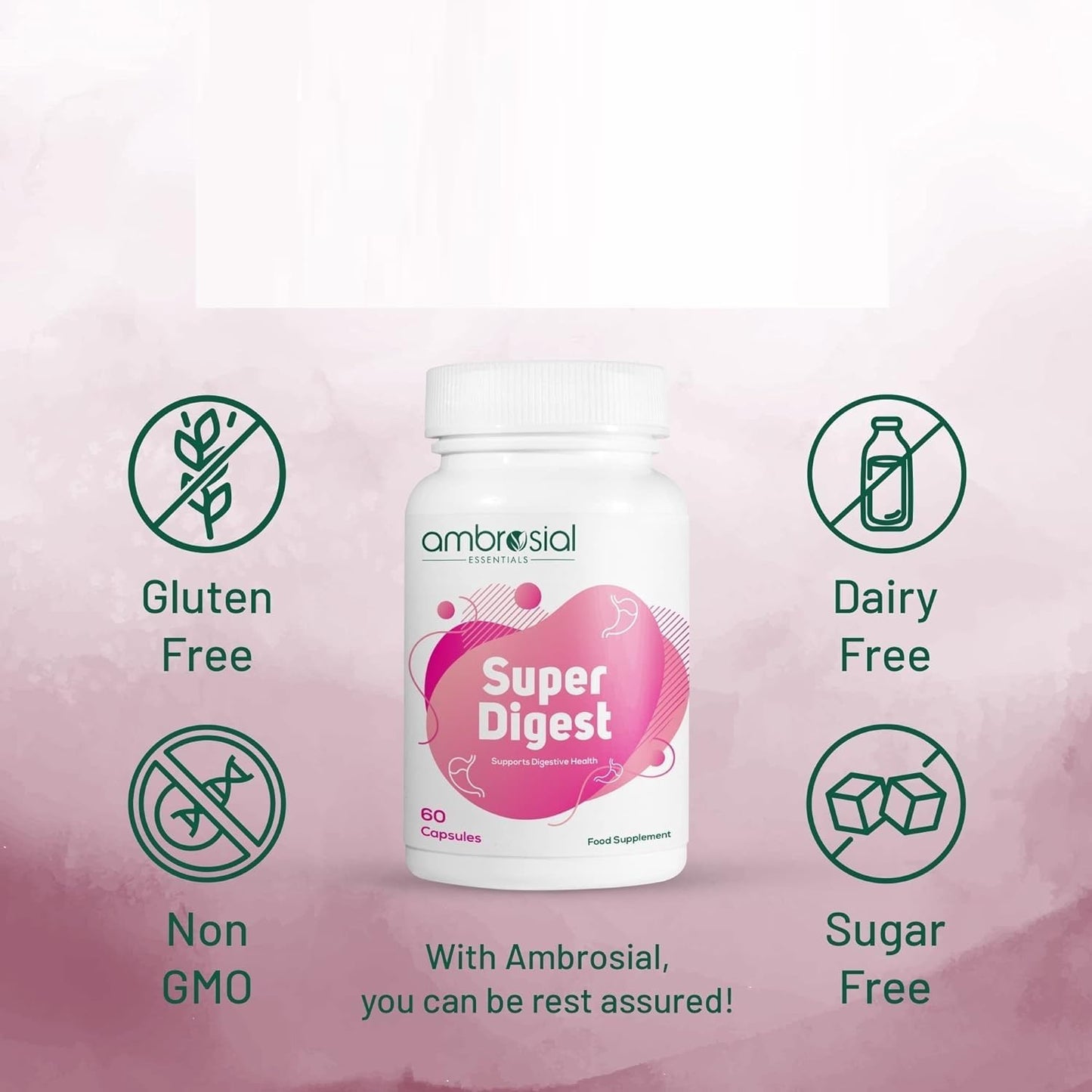 Digestive Enzyme Supplements with Betaine HCL, Pepsin, Ox-Bile, Pancreatin & L-Glutamic Acid - 60 Capsules for Gut Health