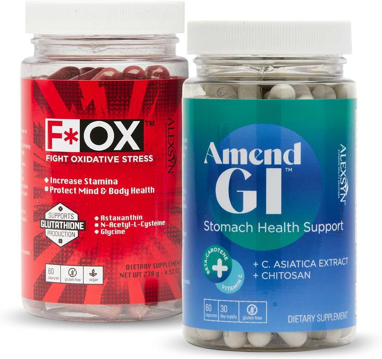 Digestive Health and Oxidative Stress Support Bundle - Alexsyn Amend GI + Fox Antioxidant Supplement