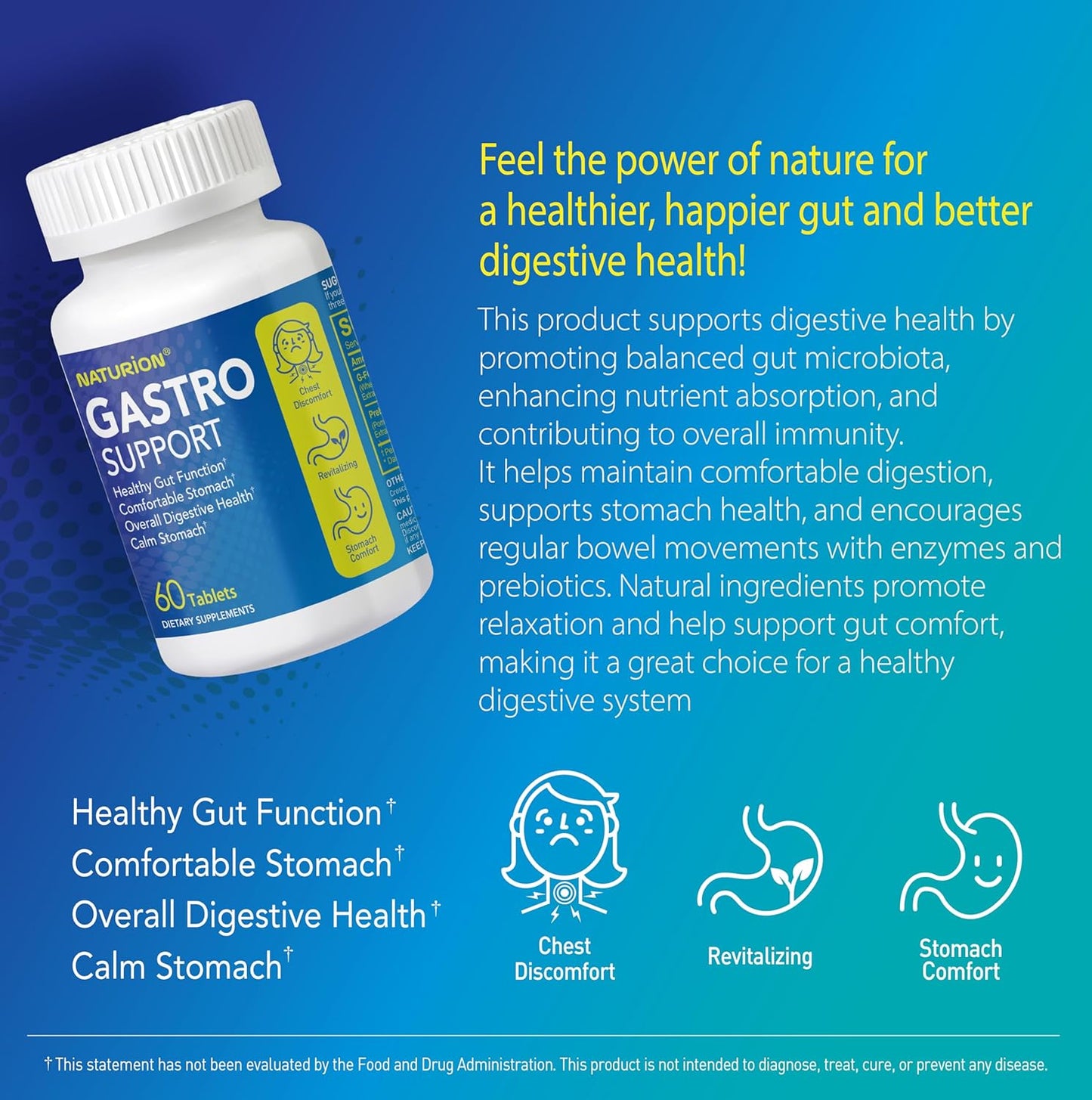 Digestive Health Supplement with G-FOS Blend, Organic Ginger Root, Licorice Extract, Mastic Gum & Pomegranate - Supports Digestive Comfort & Gut Balance - 60 Tablets