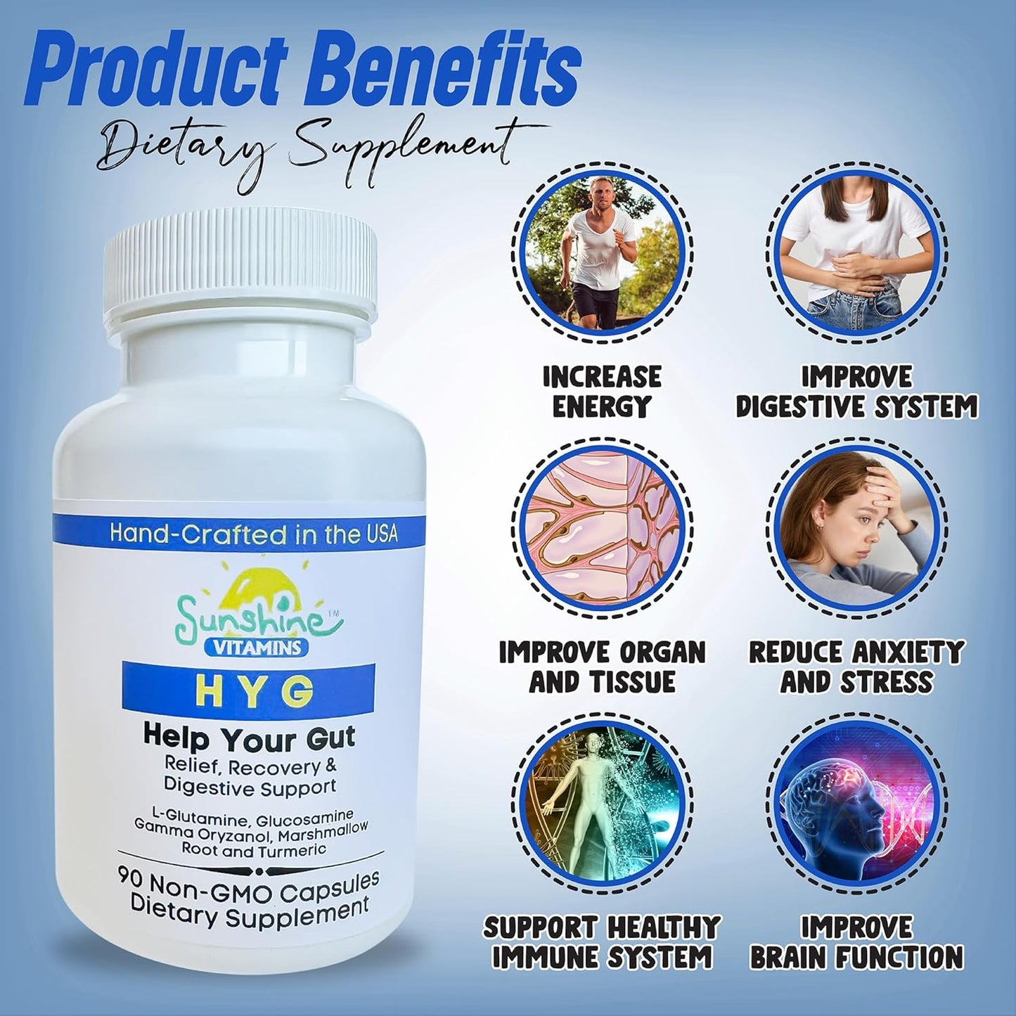 Digestive Health Support: Sunshine Vitamins with Enzymes & Probiotics for Gut Health - Non-GMO, Gluten Free Formula