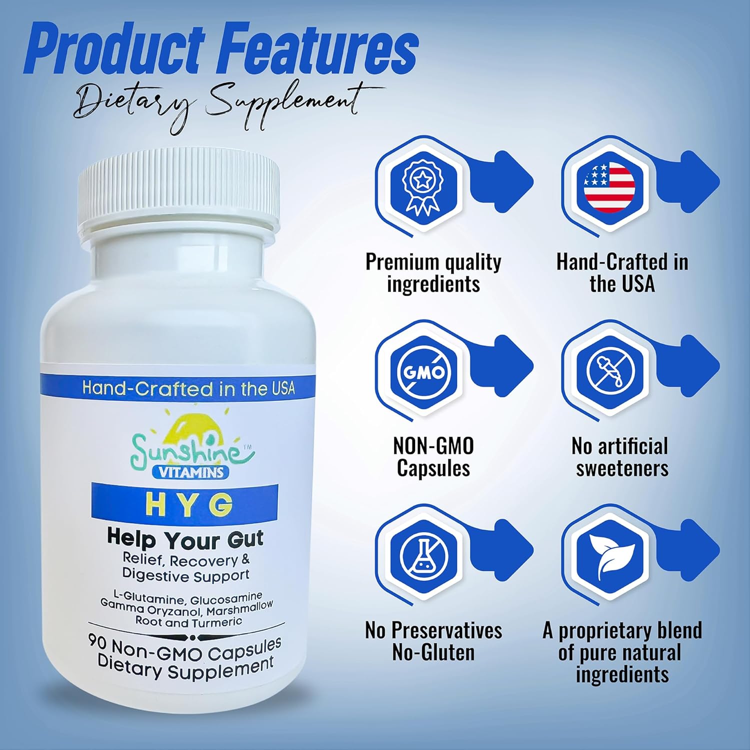 Digestive Health Support: Sunshine Vitamins with Enzymes & Probiotics for Gut Health - Non-GMO, Gluten Free Formula