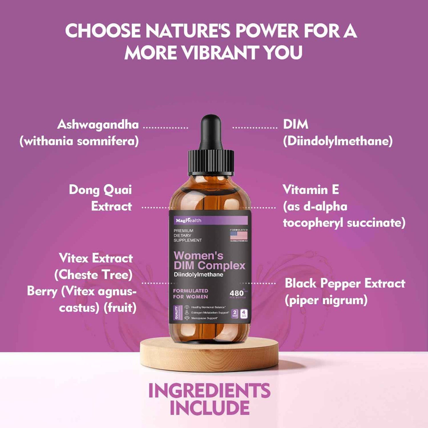 DIM Supplement | with Ashwagandha, Dong Quai, Vitex Extracts, 200mg Diindolylmethane - Hormone Balance, Menopause Supplements - PMS & Antioxidant Support - Women and Men | 60 Day Supply