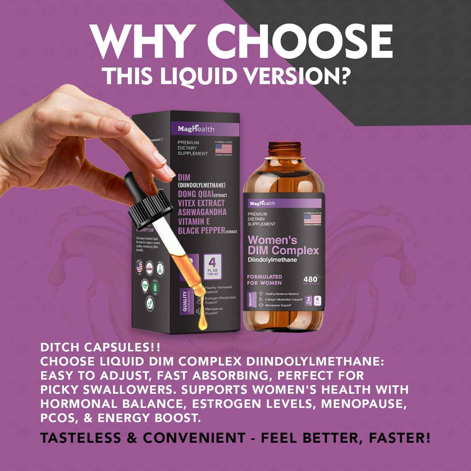 DIM Supplement | with Ashwagandha, Dong Quai, Vitex Extracts, 200mg Diindolylmethane - Hormone Balance, Menopause Supplements - PMS & Antioxidant Support - Women and Men | 60 Day Supply