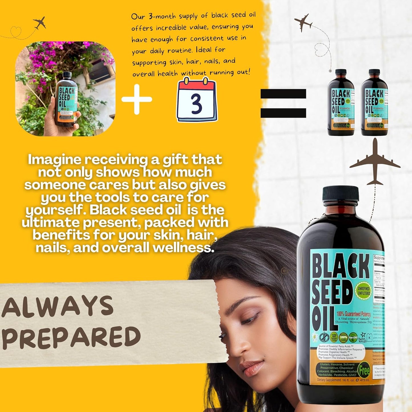 Discover Premium 16 oz Sugar-Free Black Seed Oil - Antioxidant Turkish Cumin Seed Oil - Cold Pressed for Immune Support - Vegan & Halal - Sweet Sunnah