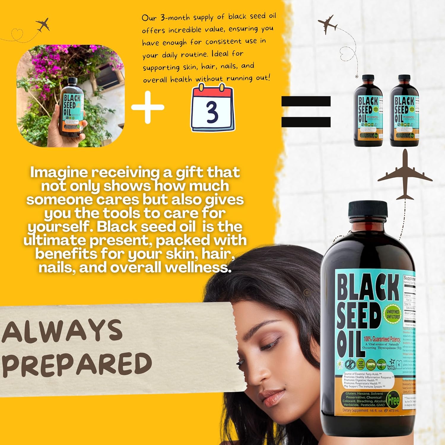 Discover Premium 16 oz Sugar-Free Black Seed Oil - Antioxidant Turkish Cumin Seed Oil - Cold Pressed for Immune Support - Vegan & Halal - Sweet Sunnah