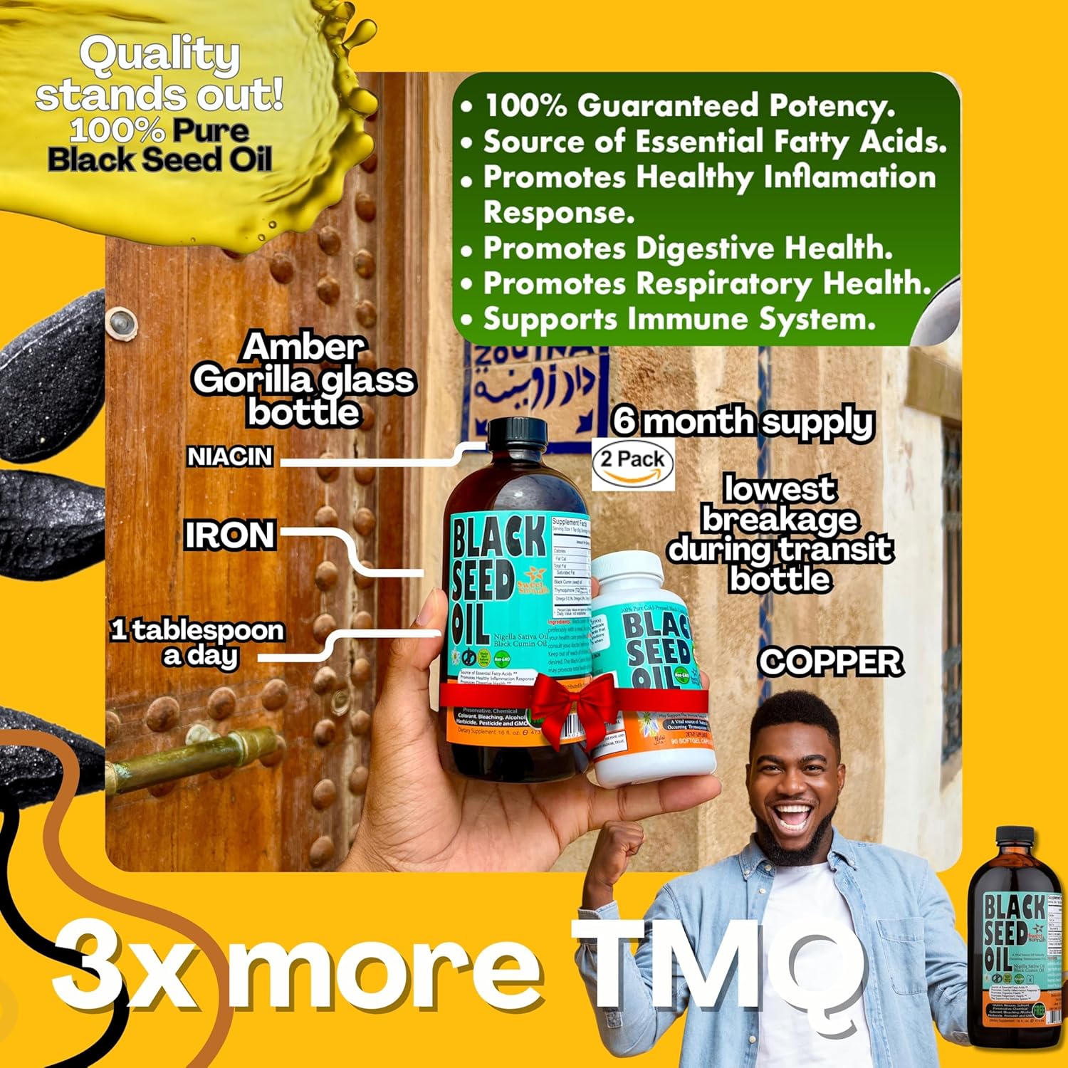 Discover the Power of Sweet Sunnah Black Seed Oil - 2 Pack of 16-Ounce Premium Turkish Black Seed Oil with 3x Thymoquinone - Cold-Pressed, Natural Antioxidant Source for Immunity and Energy Boost