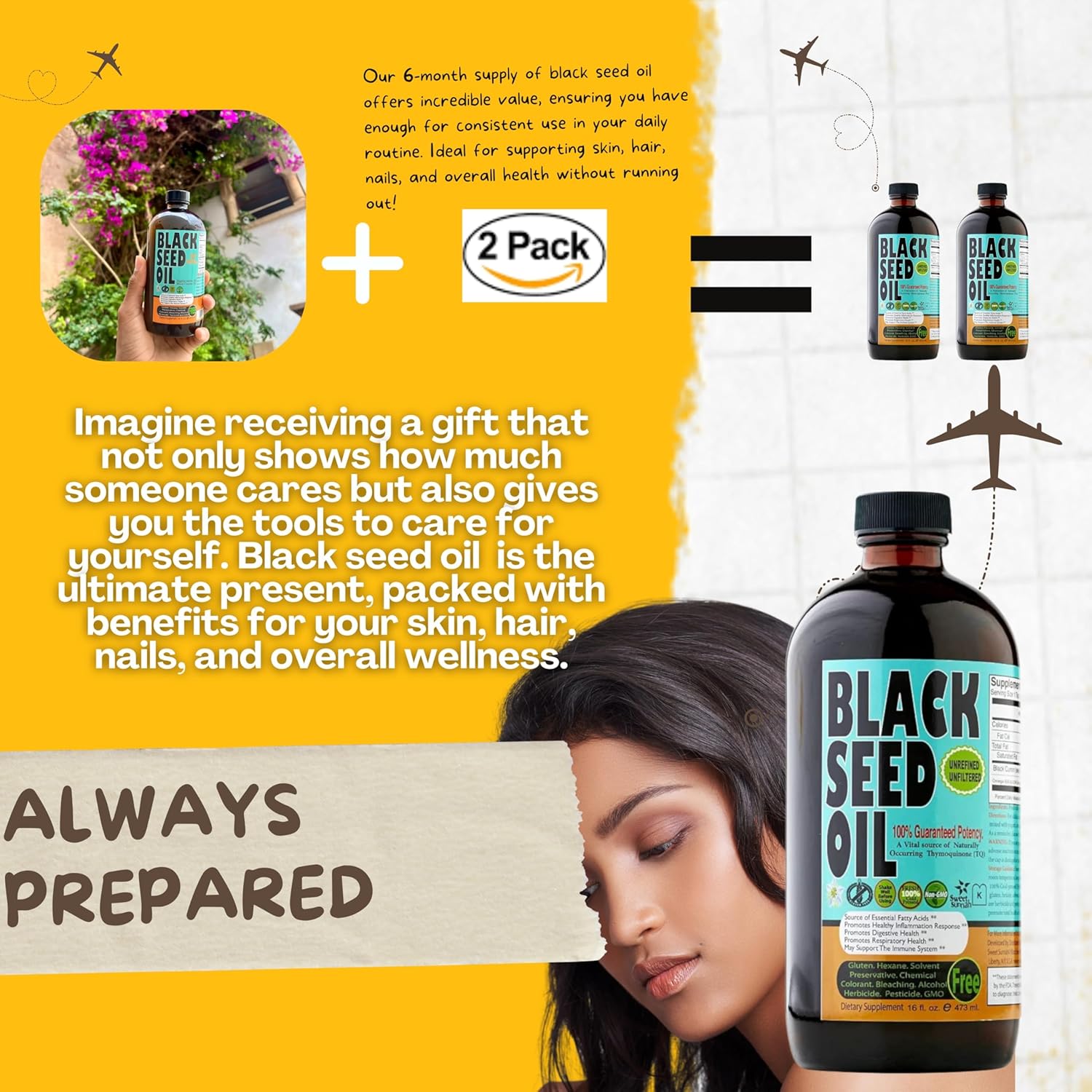 Discover the Power of Sweet Sunnah Black Seed Oil - 2 Pack of 16-Ounce Premium Turkish Black Seed Oil with 3x Thymoquinone - Cold-Pressed, Natural Antioxidant Source for Immunity and Energy Boost