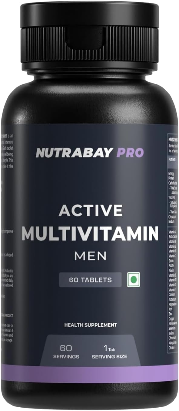 Divyam_N'utrabay Pro Active Multivitamin for Men - 60 Tablets | Boost Energy, Stamina & Immunity with 25 Essential Vitamins & Minerals incl. Zinc, Vitamin C, D, B12