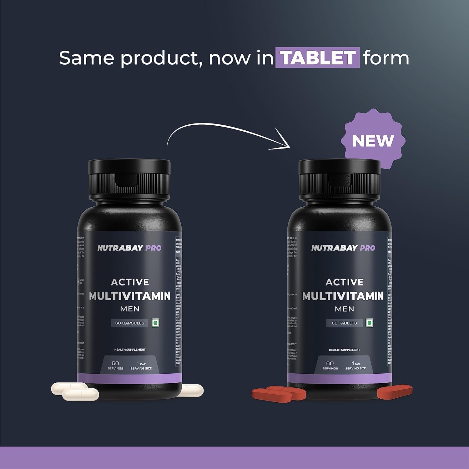 Divyam_N'utrabay Pro Active Multivitamin for Men - 60 Tablets | Boost Energy, Stamina & Immunity with 25 Essential Vitamins & Minerals incl. Zinc, Vitamin C, D, B12