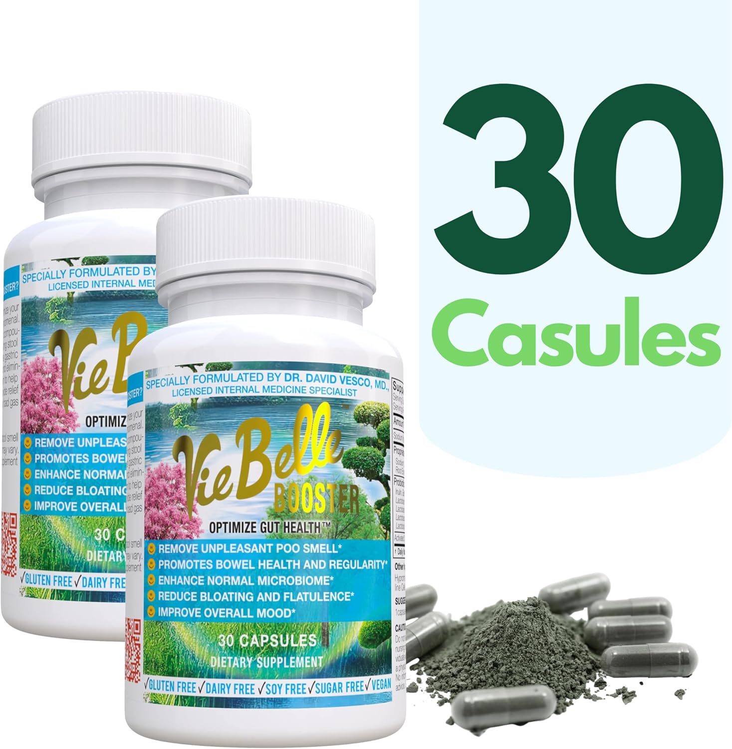 Doctor-Formulated Gut Health Supplement - All-Natural Ingredients for Bowel Health, Microbiome Support, Reduce Bloating, Enhance Mood - 30 Capsules