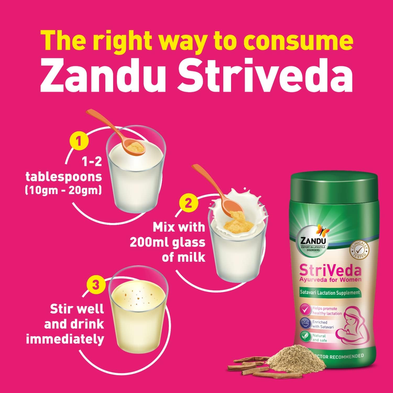 Doctor Recommended Generic ATS StriVeda Shatavari Lactation Supplement - Natural & Safe, 210g for Increasing Breast Milk Supply
