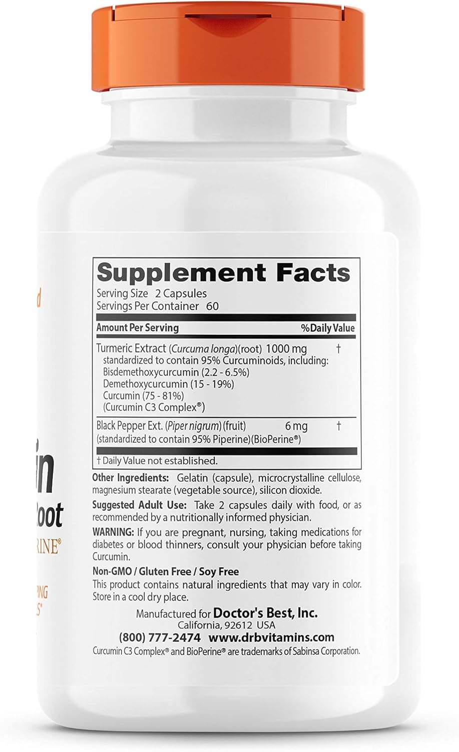 Doctors Best Curcumin C Complex with BioPerine 500mg - 120 Count - Top Choice for Doctors
