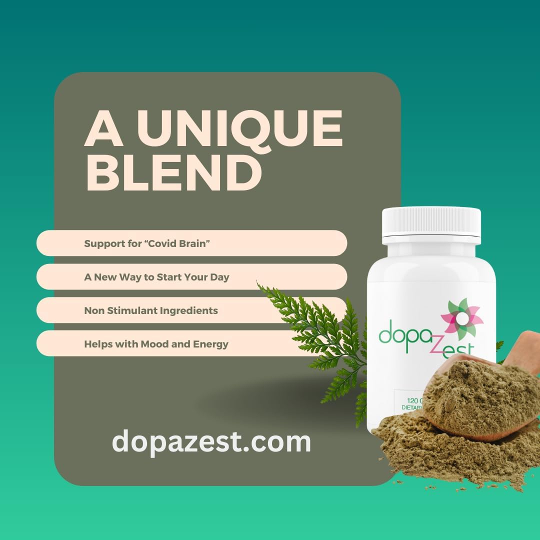 DopaZest Cognitive Support Supplement for Mental Clarity, Covid Brain, and Brain Fog - 120 Capsules