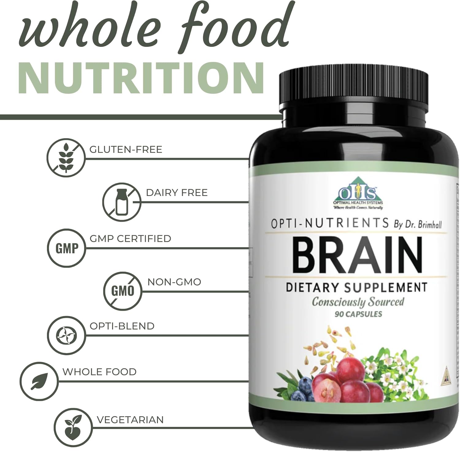 Dr. BrimHall Opti Nutrients Opti-Brain Capsules for Conscious Sourcing and Optimal Health - 90 Count