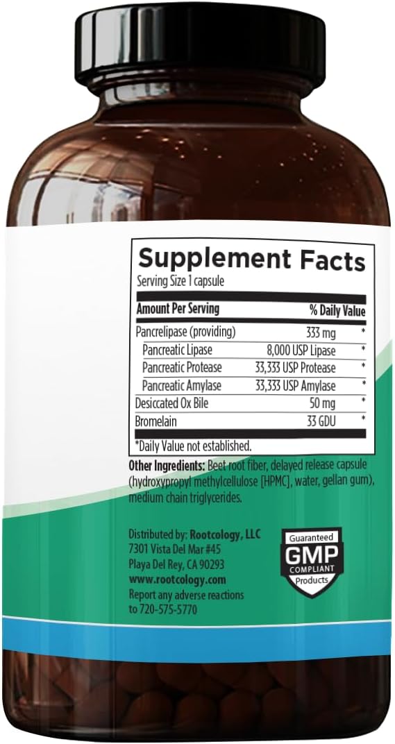 Dr. Izabella Wentz Rootcology Pancreatic Enzymes Plus - Enteric Coated Blend with Bromelain | 90 Capsules