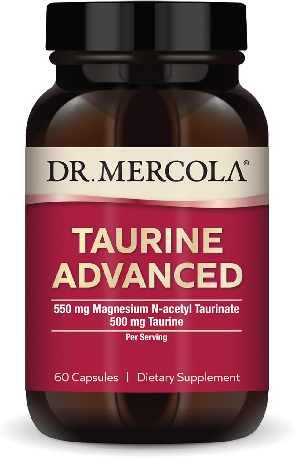 Dr. Mercola Taurine Advanced Dietary Supplement - 500mg Per Serving, Supports Muscle Function, Non-GMO - 30 Servings