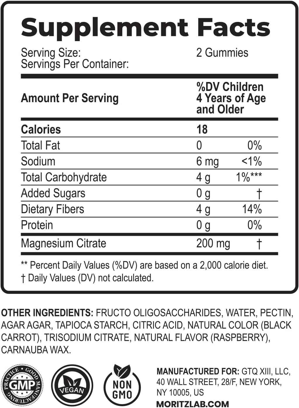 DR. MORITZ Magnesium Citrate Gummies for Adults - Sugar-Free Calm Magnesium Gummies - Supports a Healthy Stress Response - Raspberry Flavor - Non-GMO, 200 mg (60 Count)