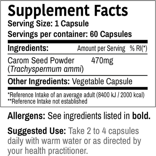 DR WAKDE'S Carom Seed Capsules - Plant-Based Supplement for Natural Health (60 Veg Caps, Ayurvedic Herb, Vegan)