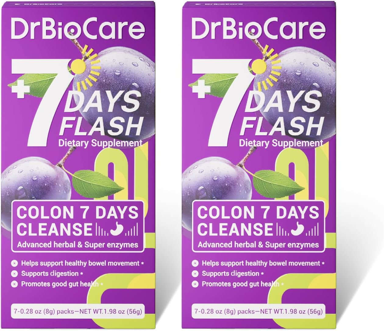 DrBioCare Colon Cleanse Detox & Digestive Support 7-Day Prune Flavor - 14 Pack