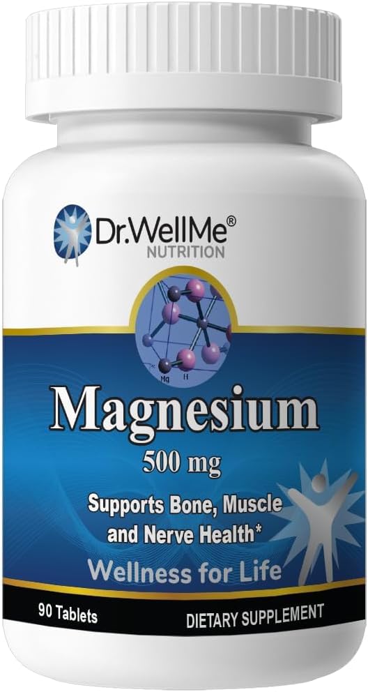 Dr.WellMe Magnesium Oxide Tablets 500mg - Supports Heart Health, Strong Muscles, and Bone Formation - 90 Count