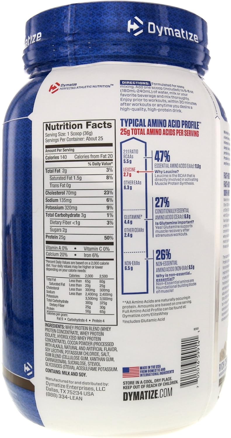 Dymatize Elite Rich Chocolate Whey Protein Powder - 2 Pound Size