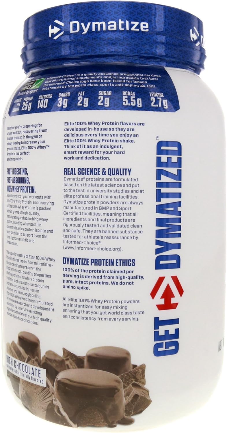 Dymatize Elite Rich Chocolate Whey Protein Powder - 2 Pound Size