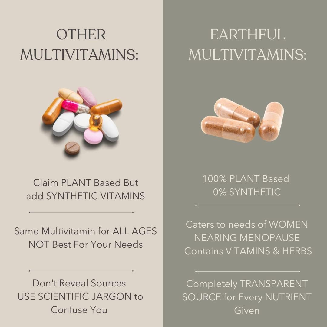 Earth.ful Multivitamin for Women Over 40: Promotes Immunity, Hormonal Balance, Skin, Hair & Bone Health - 60 Capsules