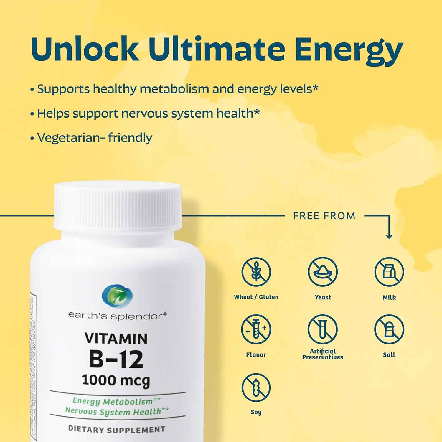 Earth's Splendor Energy & Wellness: Vitamin B12 Tablets for Metabolism Support + Apple Cider Vinegar Gummies for Energy