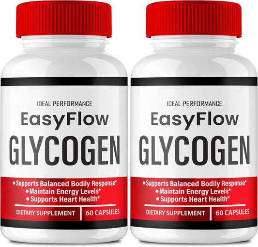 Easy Flow Glycogen Support Capsules - Max Strength Formula for Overall Health - 2 Pack of Official EasyFlow Pills - Glyco Optimizer Supplement