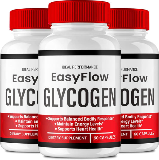Easy Flow Glycogen Support Capsules - Maximum Strength Formula for Overall Health - 3 Pack EasyFlow Pills for Glyco Optimization