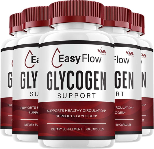 EasyFlow Glycogen (5 Pack) - Advanced Formula for Overall Wellness, 300 Capsules, EasyFlow Pills for Easy Flow Capsule Cleaning with Vitamoon