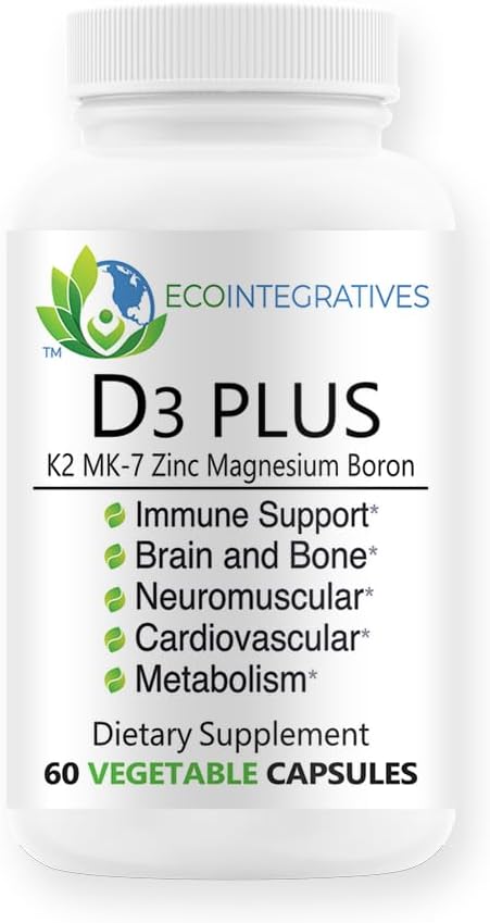 EcoIntegratives D3 Plus Boron Vitamin K2 Magnesium Zinc Vegan Capsules for Overall Health and Wellness