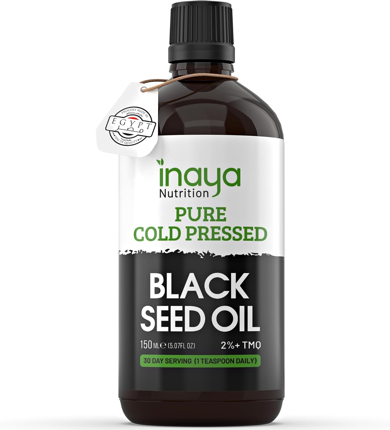 Egyptian Cold Pressed Nigella Sativa Black Seed Oil with 2% Thymoquinone - Supports Joints, Immune System, Hair, Skin - 30 Servings