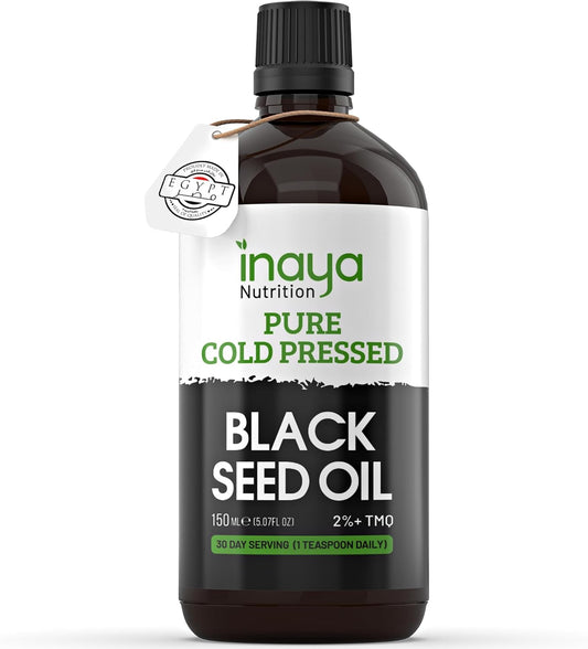 Egyptian Cold Pressed Nigella Sativa Black Seed Oil with 2% Thymoquinone - Supports Joints, Immune System, Hair, Skin - 30 Servings