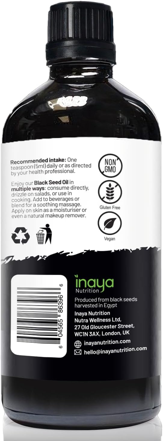 Egyptian Cold Pressed Nigella Sativa Black Seed Oil with 2% Thymoquinone - Supports Joints, Immune System, Hair, Skin - 30 Servings