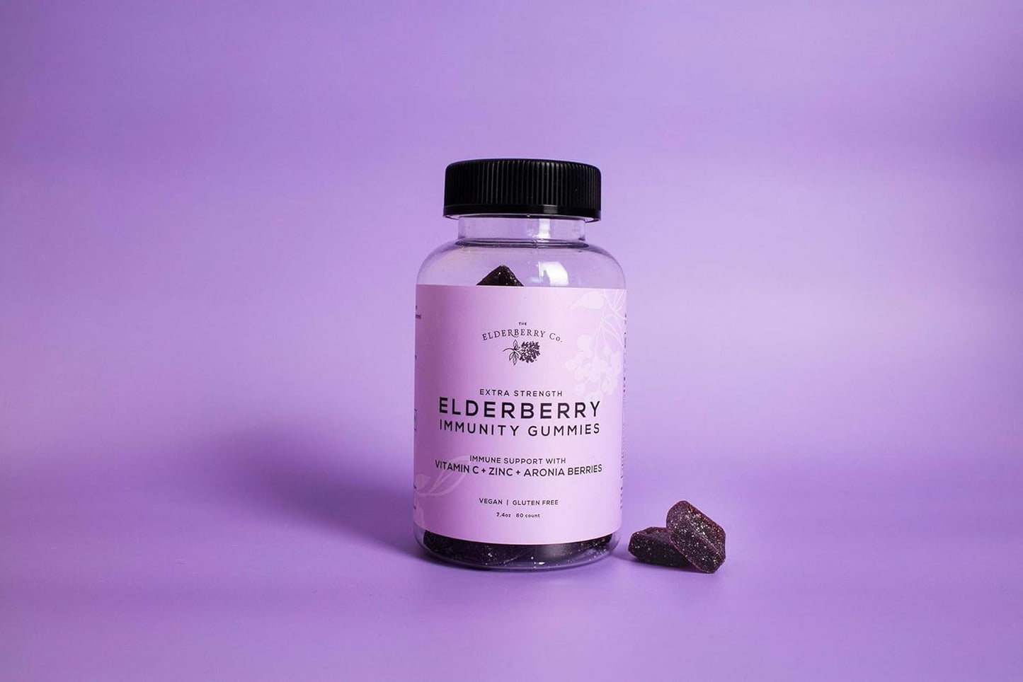 Elderberry Co. Immune Support Gummies with Aronia Berries, Vitamins C, D, E, Zinc - 60 Count