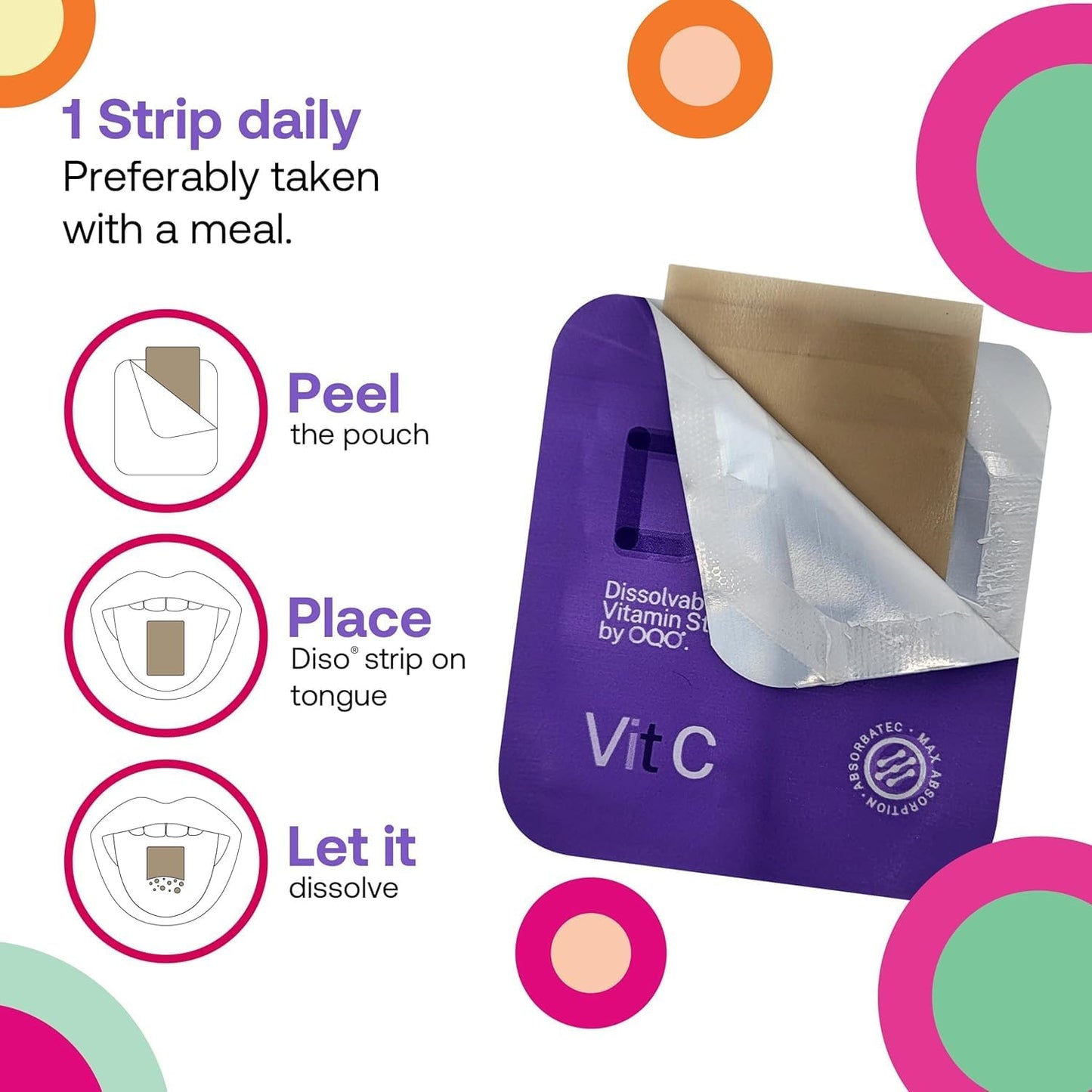 Elderberry Flavored Vitamin C Oral Dissolvable Strips - Immunity Boosting Supplement for Vegans - 30 Count Pack