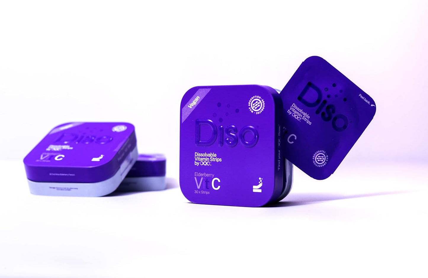 Elderberry Flavored Vitamin C Oral Dissolvable Strips - Immunity Boosting Supplement for Vegans - 30 Count Pack