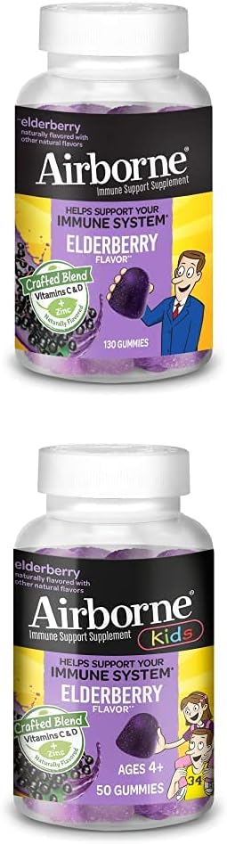 Elderberry Gummies with Vitamin C and Zinc for Kids and Adults - Airborne (130 Count)