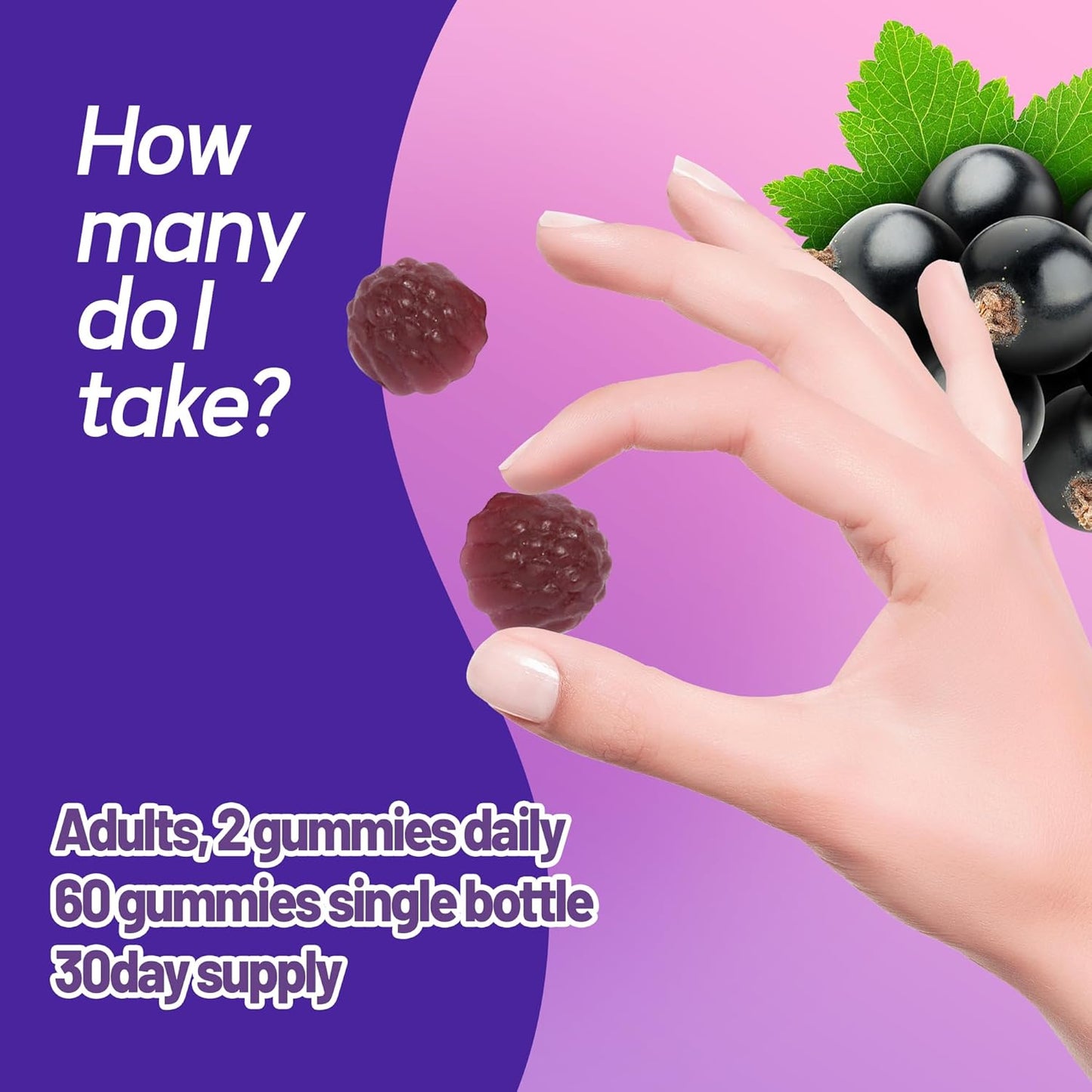 Elderberry Gummies with Vitamin C for Immune Support - 60 Count, Elderberry Flavor Supplement for Women & Men