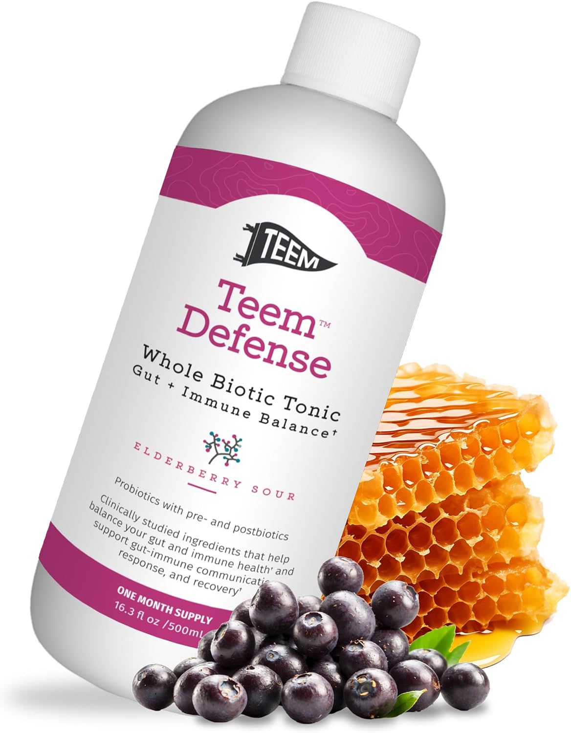 Elderberry Probiotic Tonic for Digestion & Immunity - 30 Day Supply - 16.3 Fl.Oz