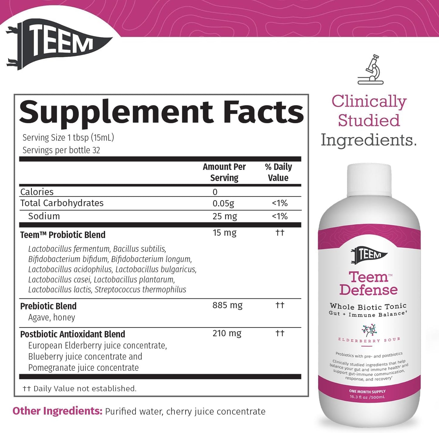 Elderberry Probiotic Tonic for Digestion & Immunity - 30 Day Supply - 16.3 Fl.Oz